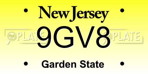 9GV8 New Jersey License Plate