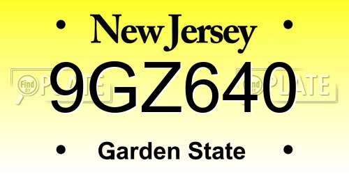 9GZ640 New Jersey License Plate