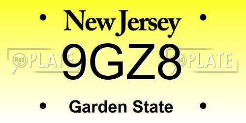 9GZ8 New Jersey License Plate