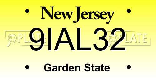 9IAL32 New Jersey License Plate
