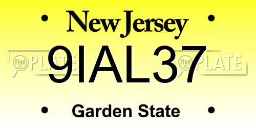 9IAL37 New Jersey License Plate
