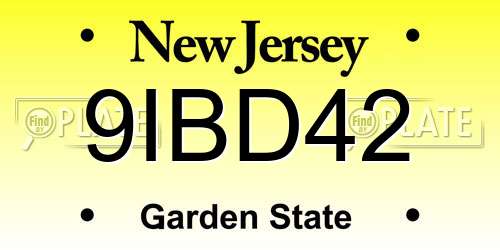 9IBD42 New Jersey License Plate