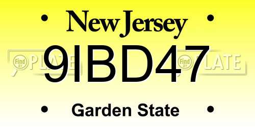 9IBD47 New Jersey License Plate