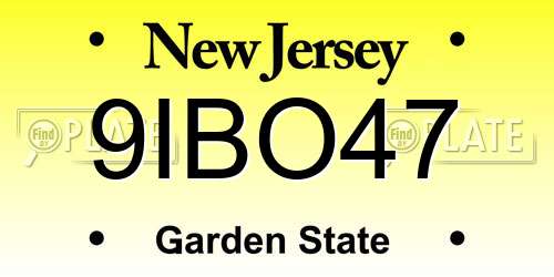 9IBO47 New Jersey License Plate