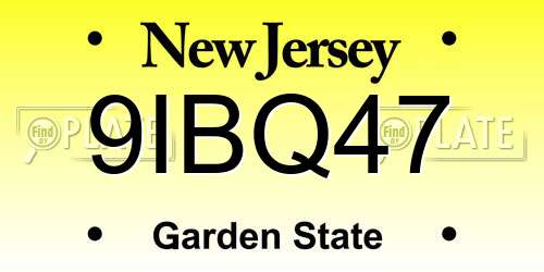 9IBQ47 New Jersey License Plate