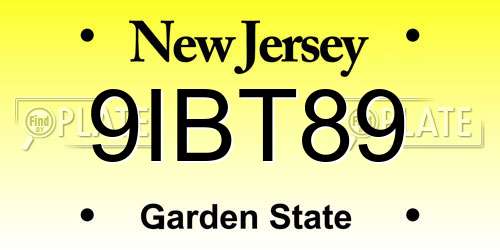 9IBT89 New Jersey License Plate