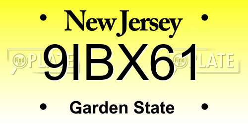 9IBX61 New Jersey License Plate