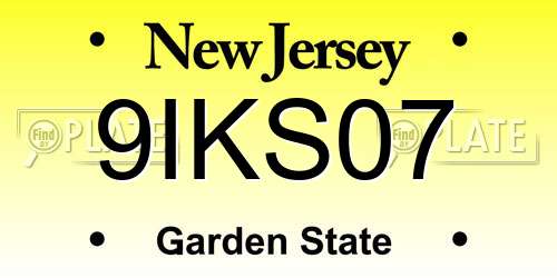 9IKS07 New Jersey License Plate