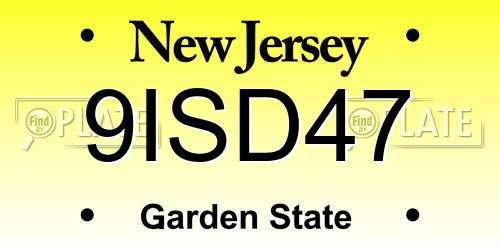 9ISD47 New Jersey License Plate