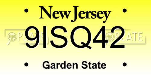 9ISQ42 New Jersey License Plate