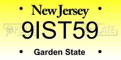 9IST59 New Jersey License Plate