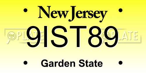 9IST89 New Jersey License Plate