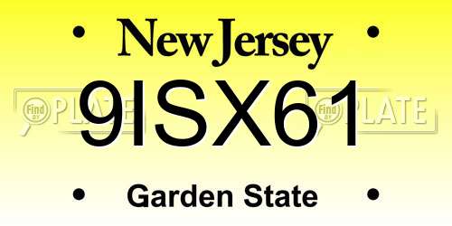9ISX61 New Jersey License Plate