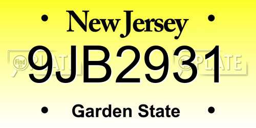 9JB2931 New Jersey License Plate