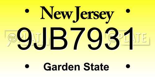 9JB7931 New Jersey License Plate