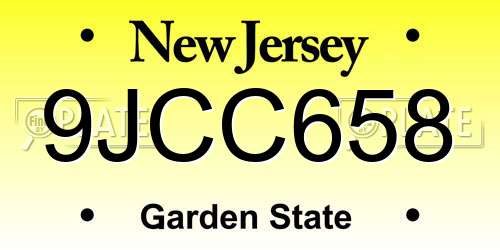 9JCC658 New Jersey License Plate