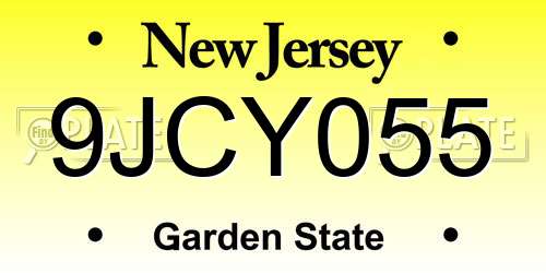 9JCY055 New Jersey License Plate