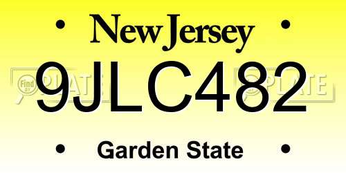 9JLC482 New Jersey License Plate