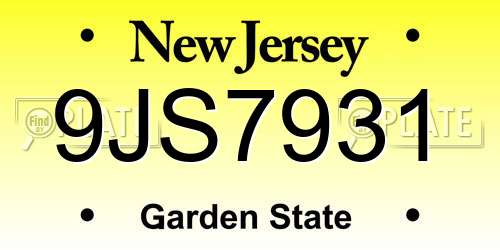 9JS7931 New Jersey License Plate