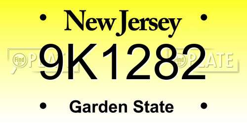 9K1282 New Jersey License Plate