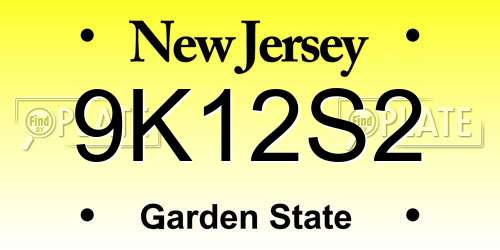 9K12S2 New Jersey License Plate