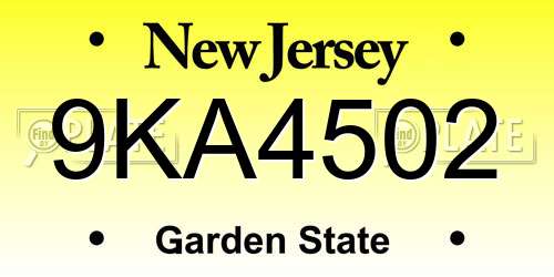 9KA4502 New Jersey License Plate