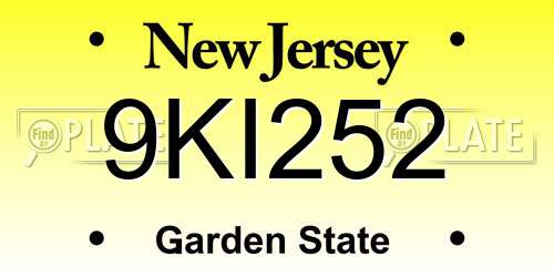 9KI252 New Jersey License Plate