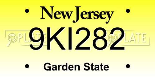 9KI282 New Jersey License Plate