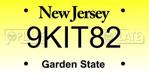 9KIT82 New Jersey License Plate