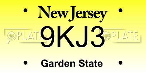 9KJ3 New Jersey License Plate