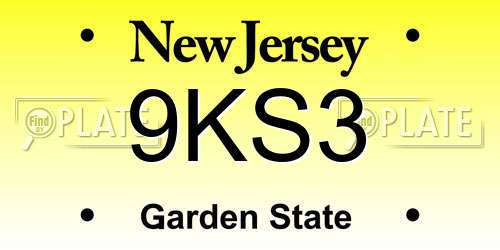 9KS3 New Jersey License Plate