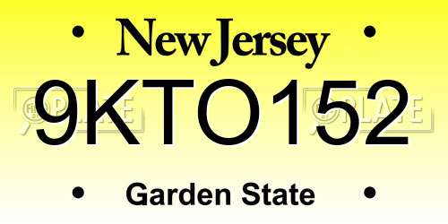 9KTO152 New Jersey License Plate