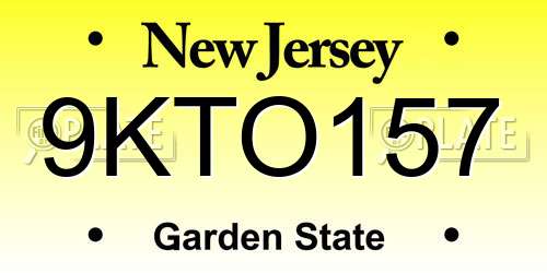 9KTO157 New Jersey License Plate