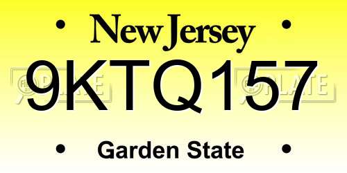 9KTQ157 New Jersey License Plate