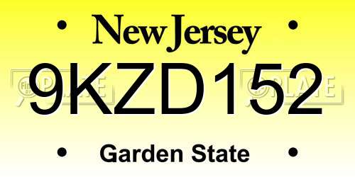 9KZD152 New Jersey License Plate