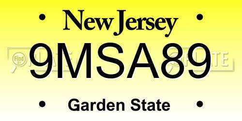 9MSA89 New Jersey License Plate