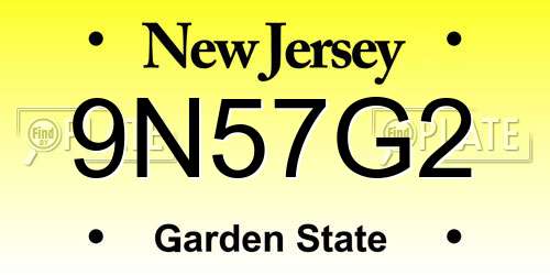 9N57G2 New Jersey License Plate