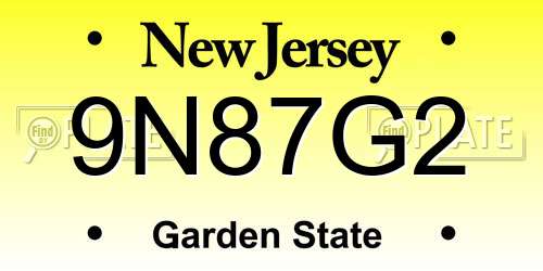 9N87G2 New Jersey License Plate