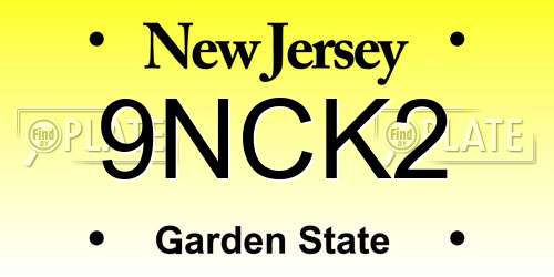 9NCK2 New Jersey License Plate