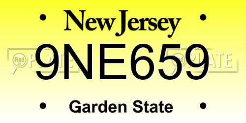 9NE659 New Jersey License Plate
