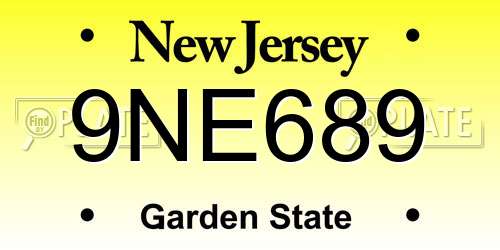 9NE689 New Jersey License Plate