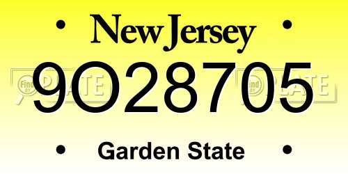 9O28705 New Jersey License Plate