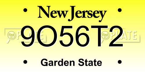 9O56T2 New Jersey License Plate