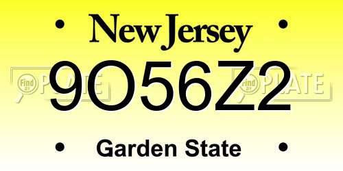 9O56Z2 New Jersey License Plate