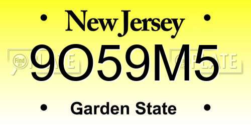 9O59M5 New Jersey License Plate