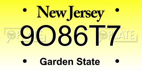 9O86T7 New Jersey License Plate
