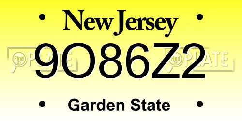 9O86Z2 New Jersey License Plate