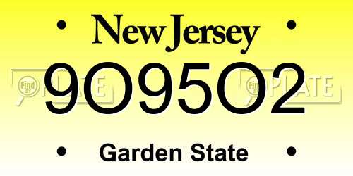 9O95O2 New Jersey License Plate