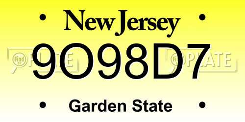 9O98D7 New Jersey License Plate