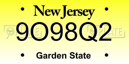 9O98Q2 New Jersey License Plate